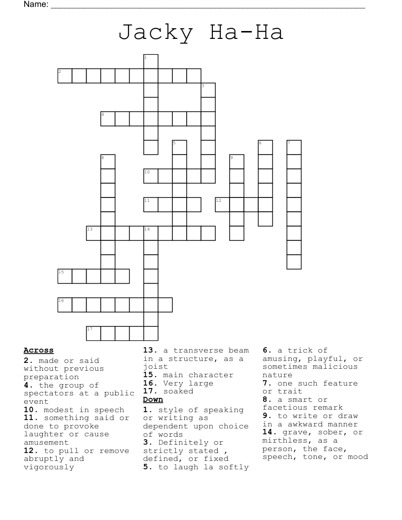 Jacky Ha-Ha Crossword