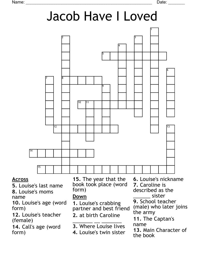 Jacob Have I Loved Crossword