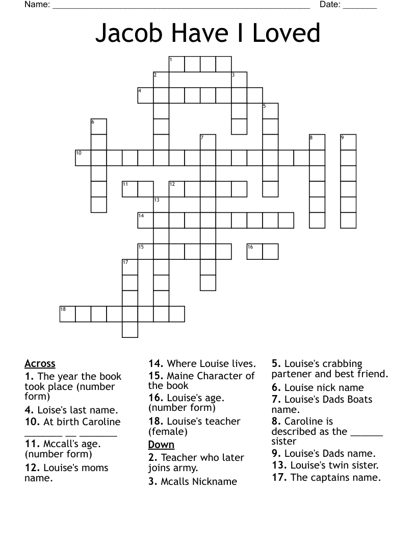 Jacob Have I Loved Crossword