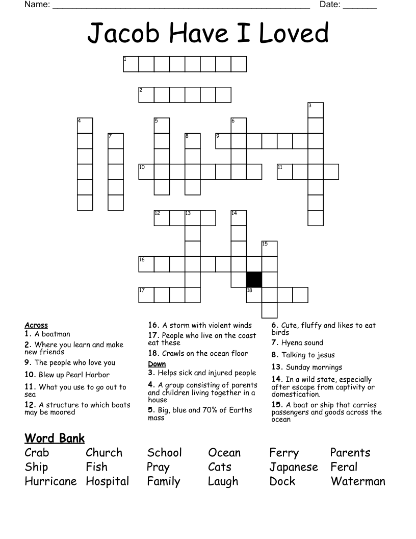 Jacob Have I Loved Crossword
