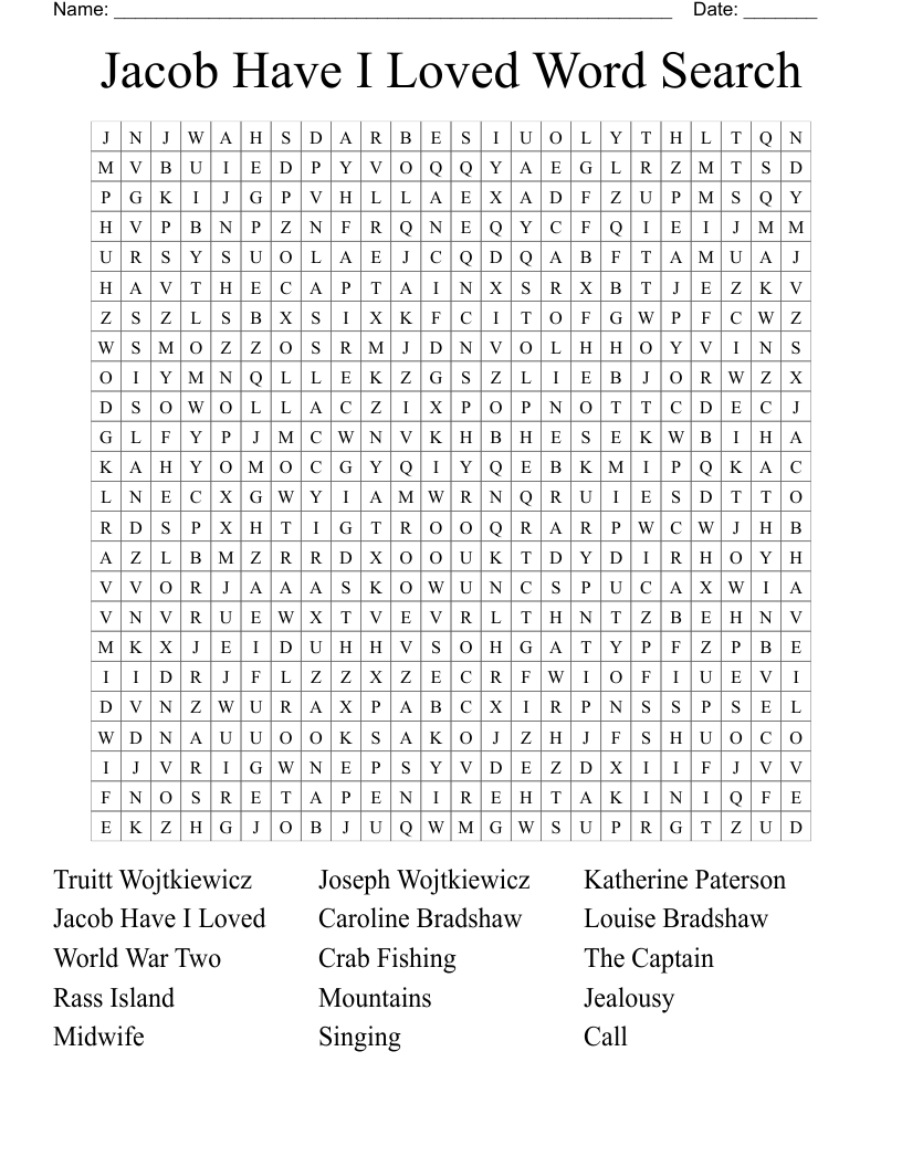 Jacob Have I Loved Word Search 