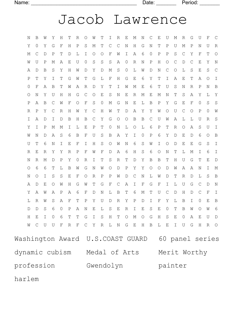 Jacob Lawrence Word Search