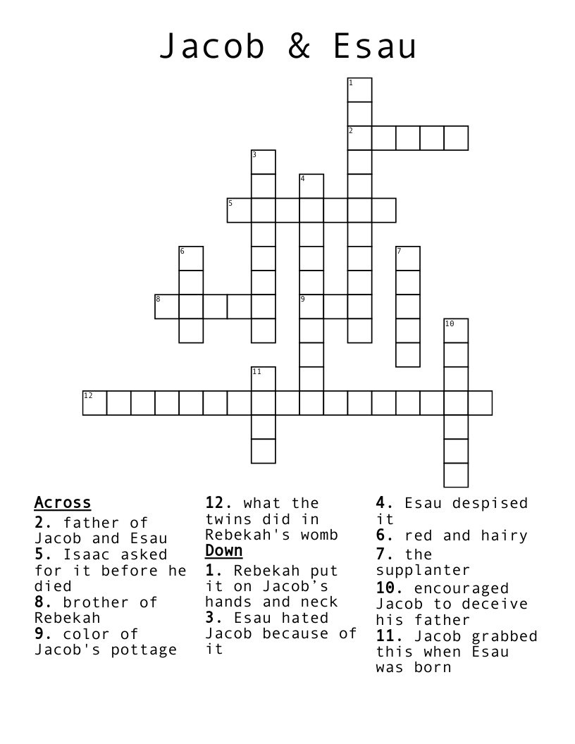 Jacob & Esau Crossword