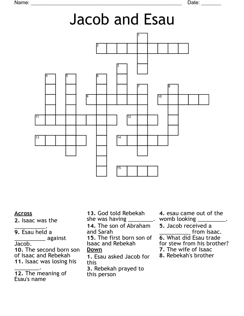 Jacob and Esau Crossword