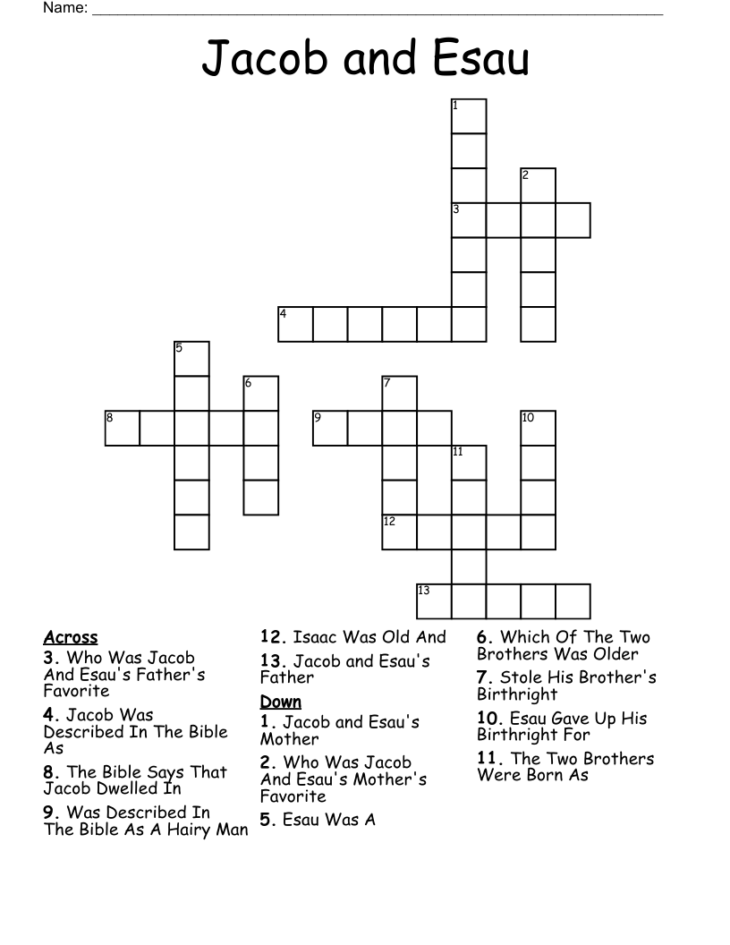 Jacob and Esau Crossword