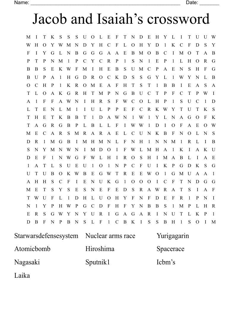 Jacob and Isaiah’s crossword  Word Search