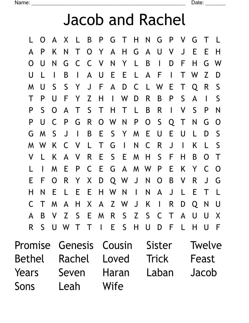 Jacob and Rachel Word Search
