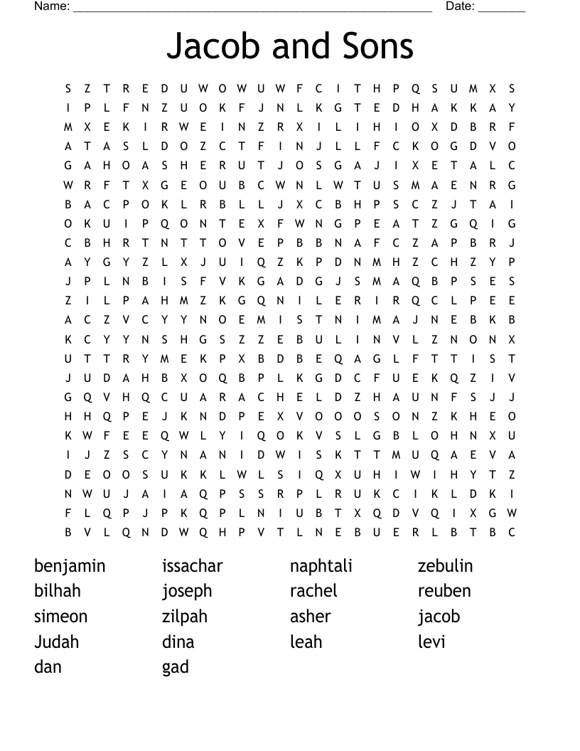 Jacob and Sons Word Search