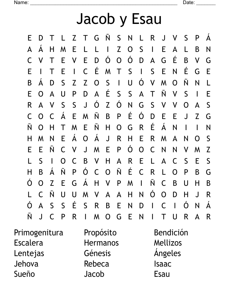 Jacob y Esau  Word Search