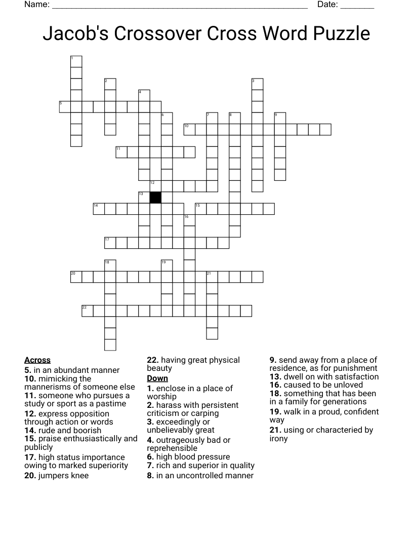 Jacob's Crossover Cross Word Puzzle