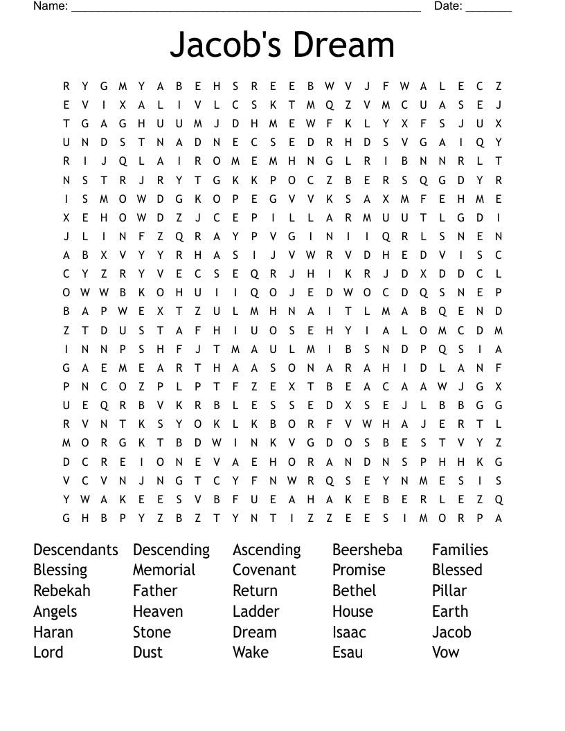 Jacob's Dream Word Search