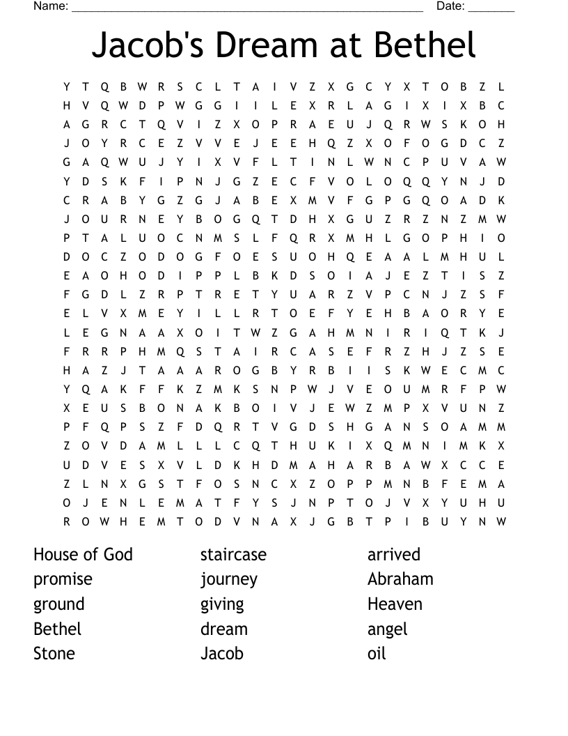 Jacob's Dream at Bethel Word Search