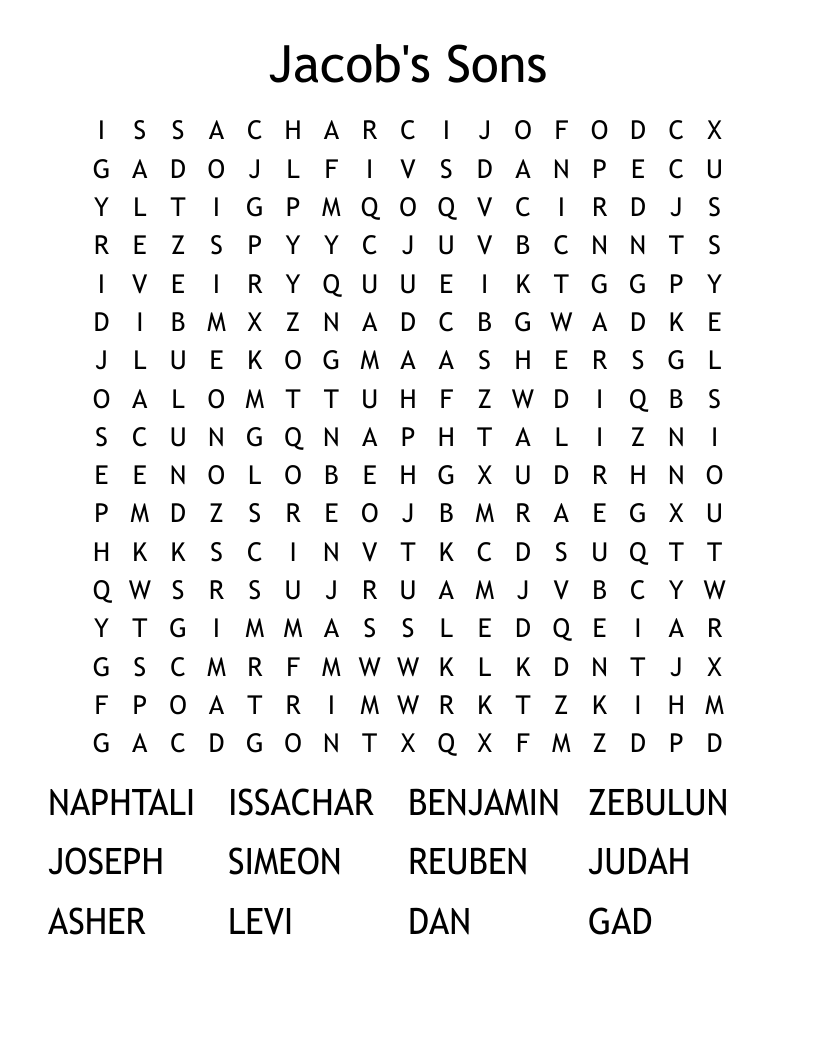 Jacob's Sons Word Search
