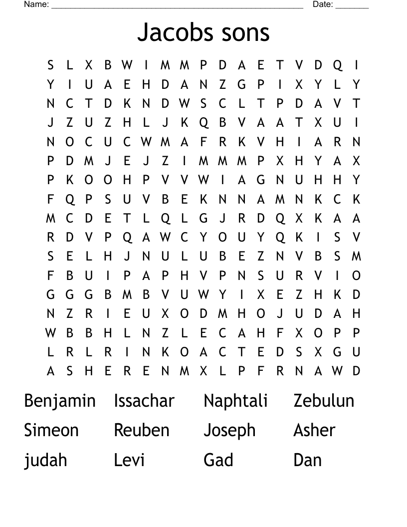 Jacobs sons Word Search