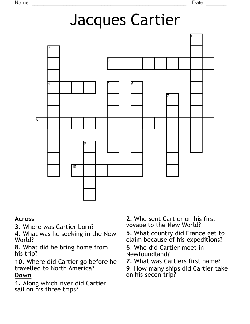 Jacques Cartier Crossword