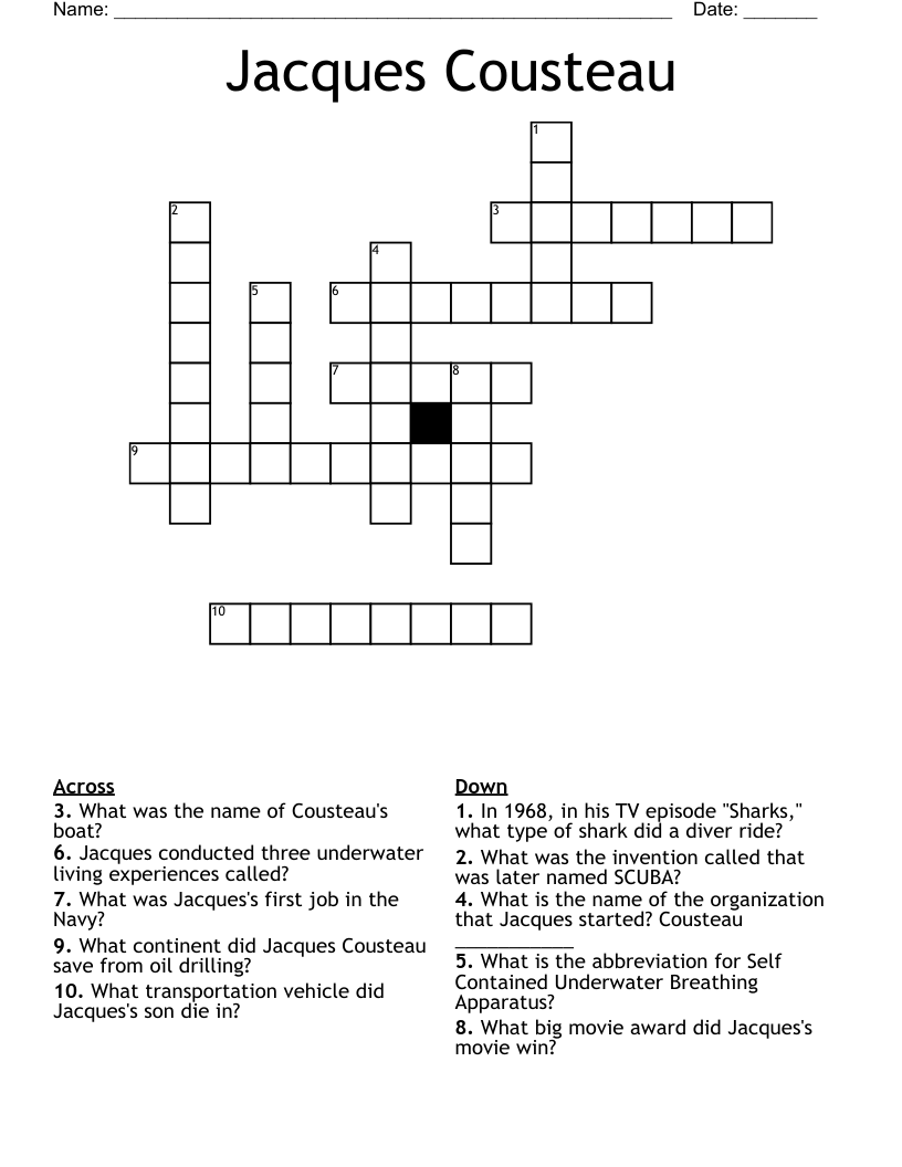 Jacques Cousteau Crossword