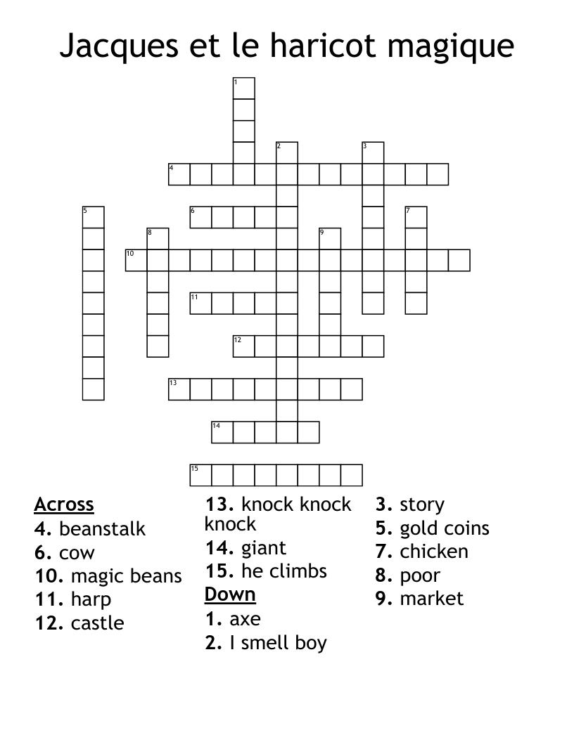 Jacques et le haricot magique Crossword
