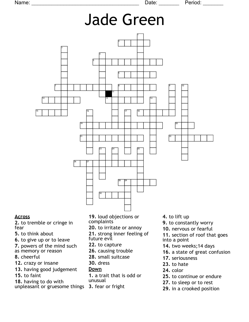 Jade Green  Crossword