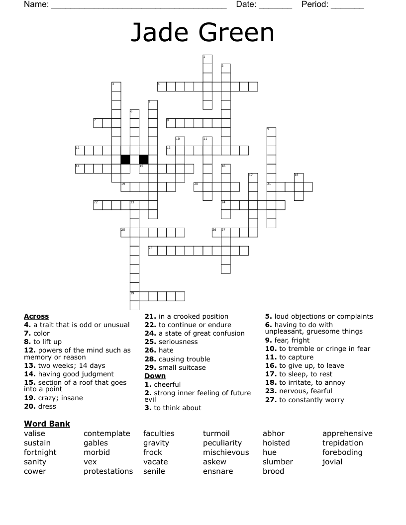Jade Green  Crossword