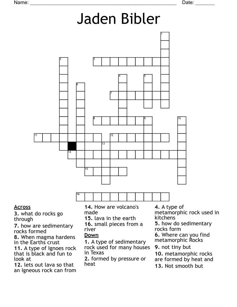 Jaden Bibler  Crossword