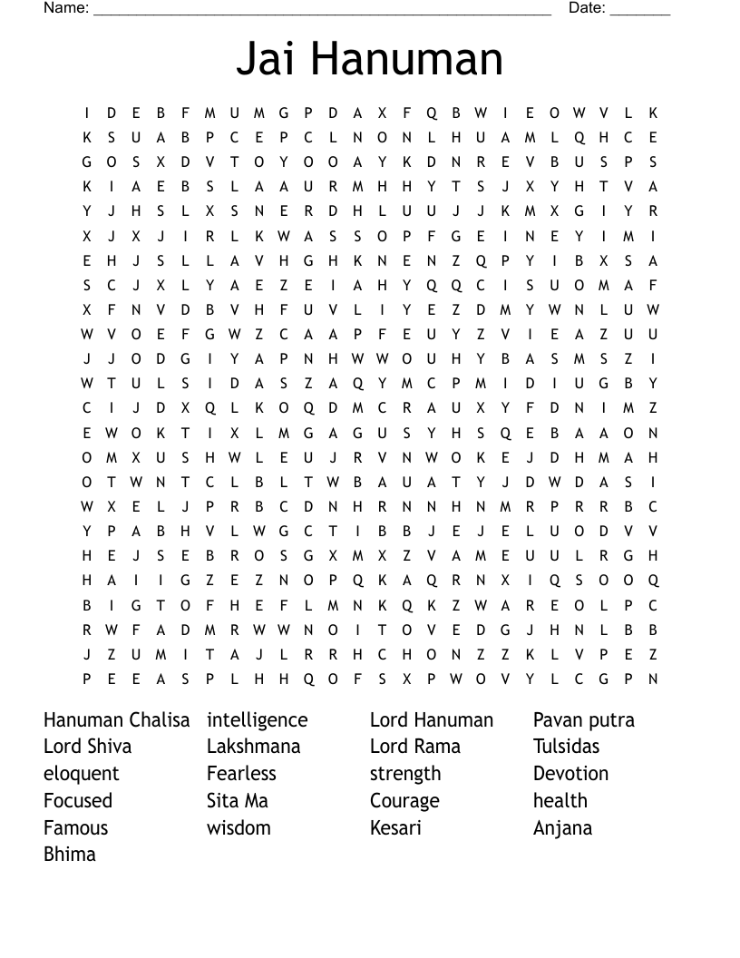 Jai Hanuman Word Search