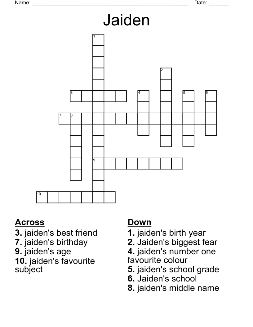 Jaiden Crossword