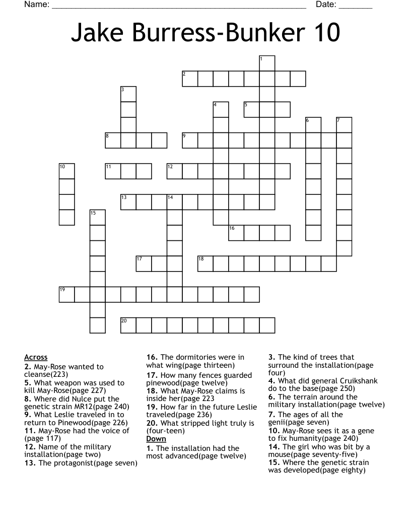Jake Burress-Bunker 10 Crossword