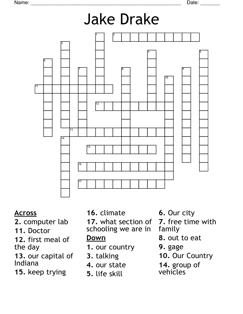 Jake Drake Crossword