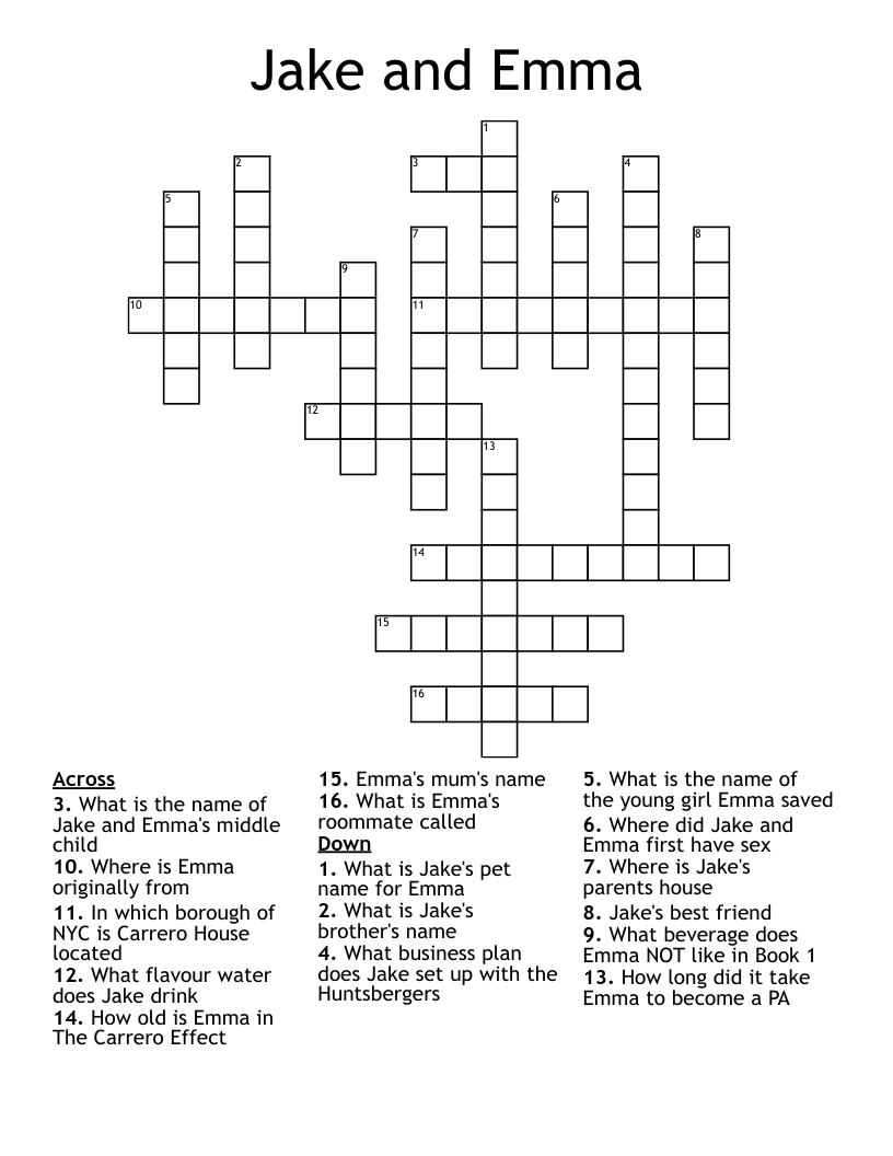 Jake and Emma Crossword
