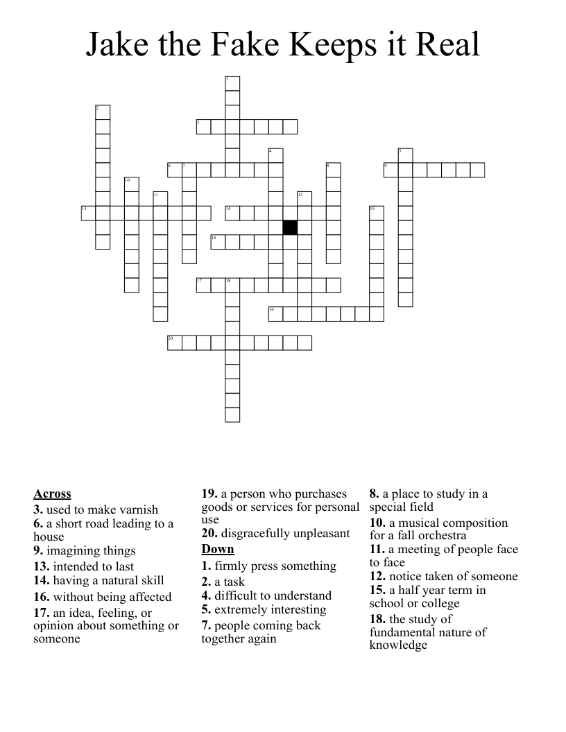 Jake the Fake Keeps it Real Crossword