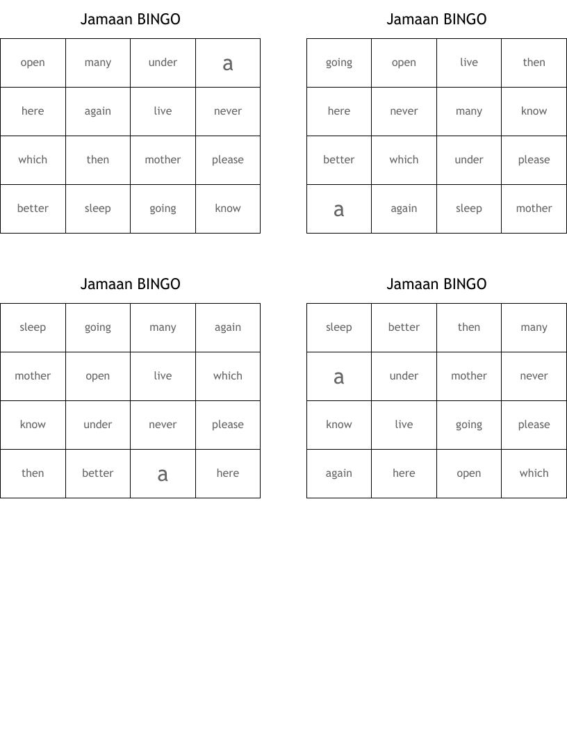 Jamaan BINGO