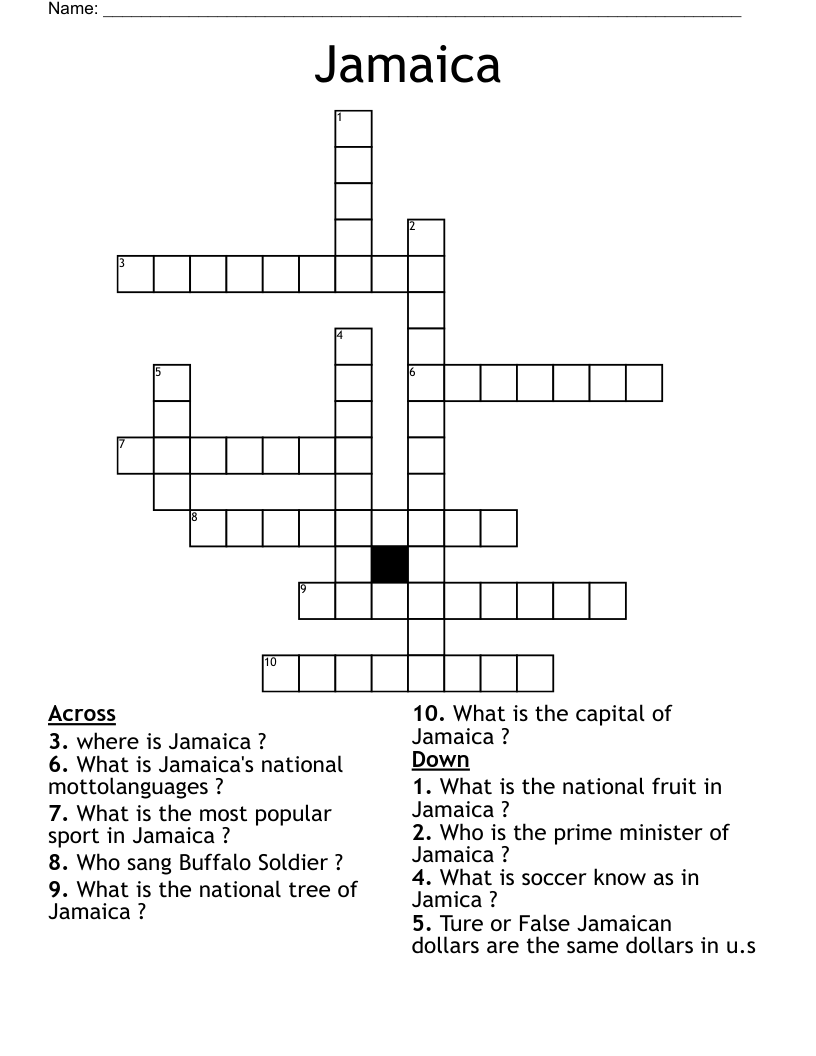 Jamaica Crossword
