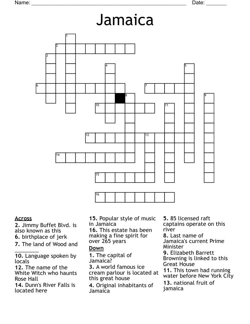 Jamaica Crossword