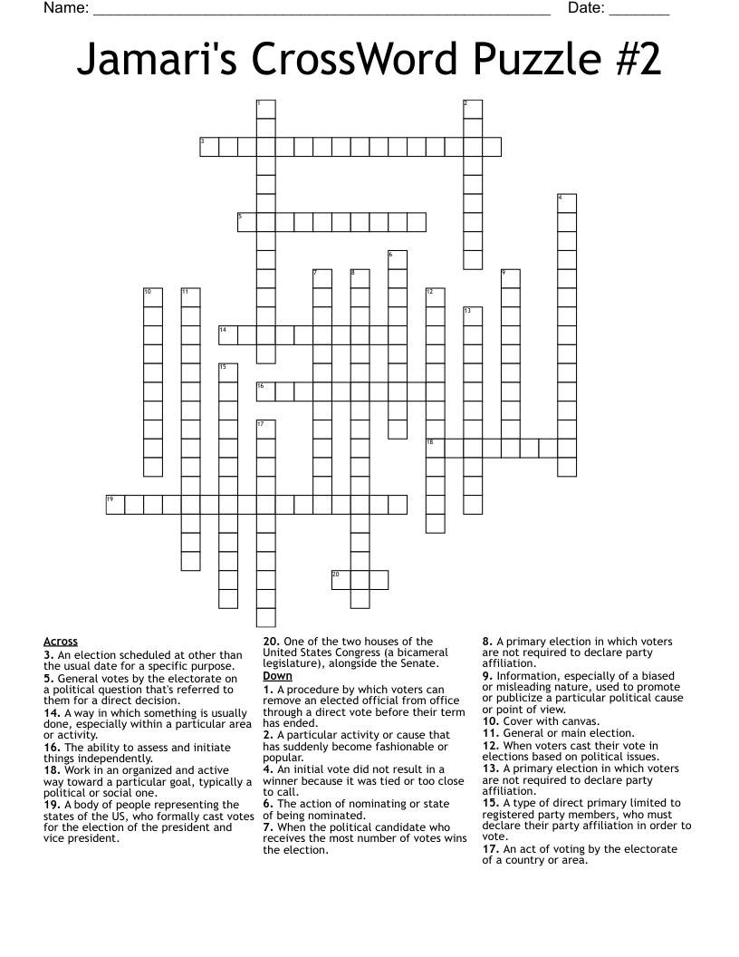 Jamari's CrossWord Puzzle #2