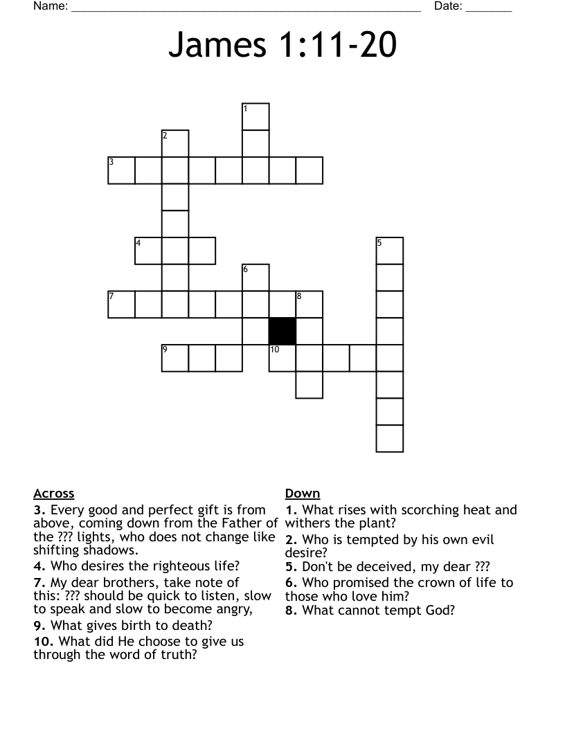 James 1:11-20 Crossword