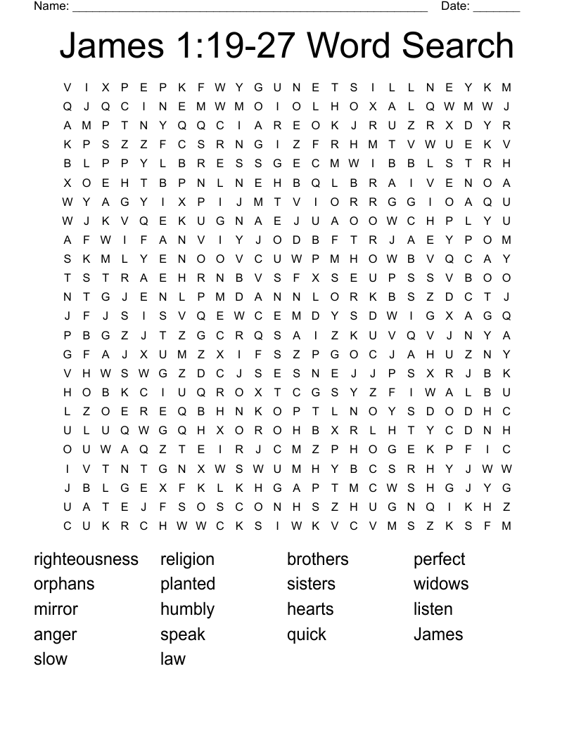James 1:19-27 Word Search