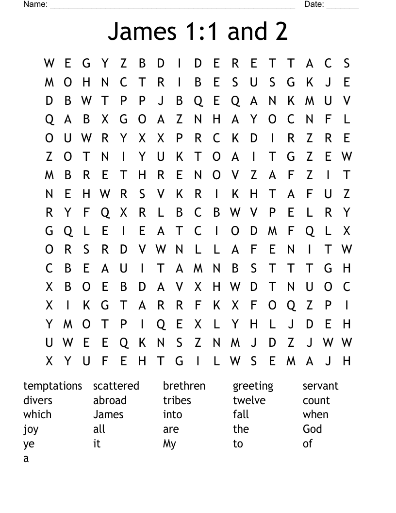 James 1:1 and 2 Word Search