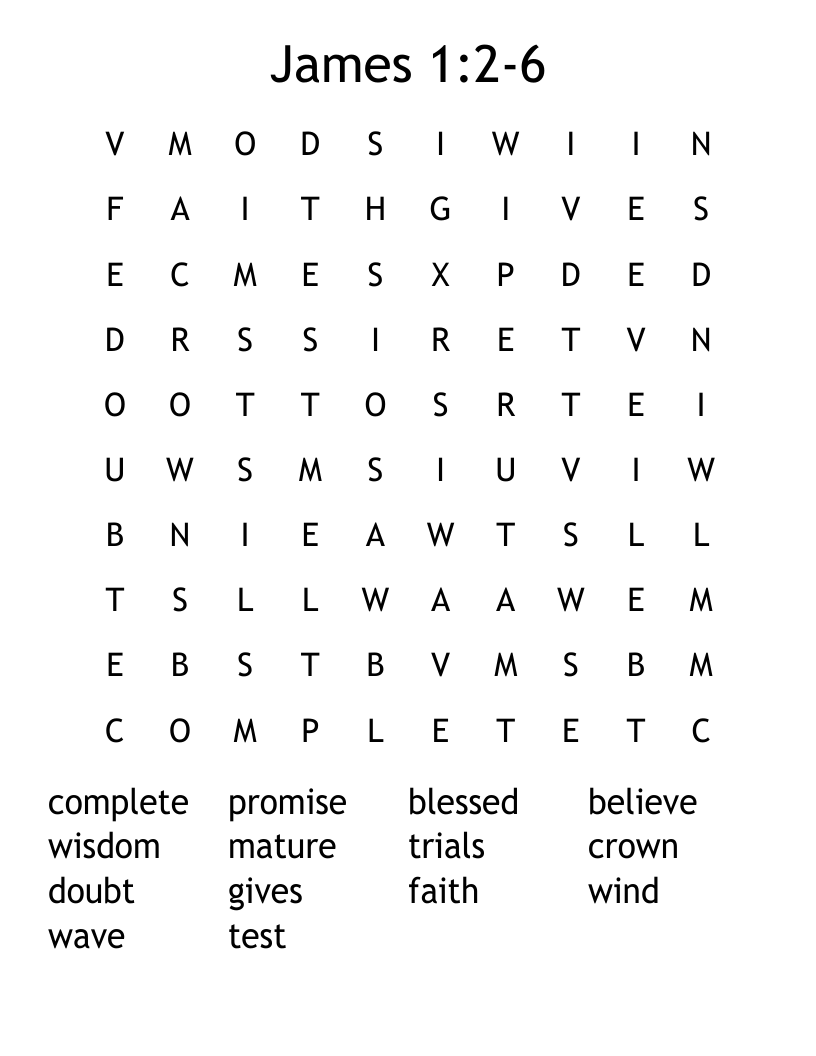James 1:2-6 Word Search