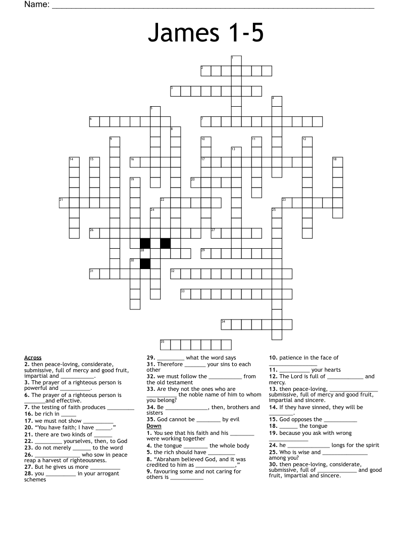 James 1-5 Crossword