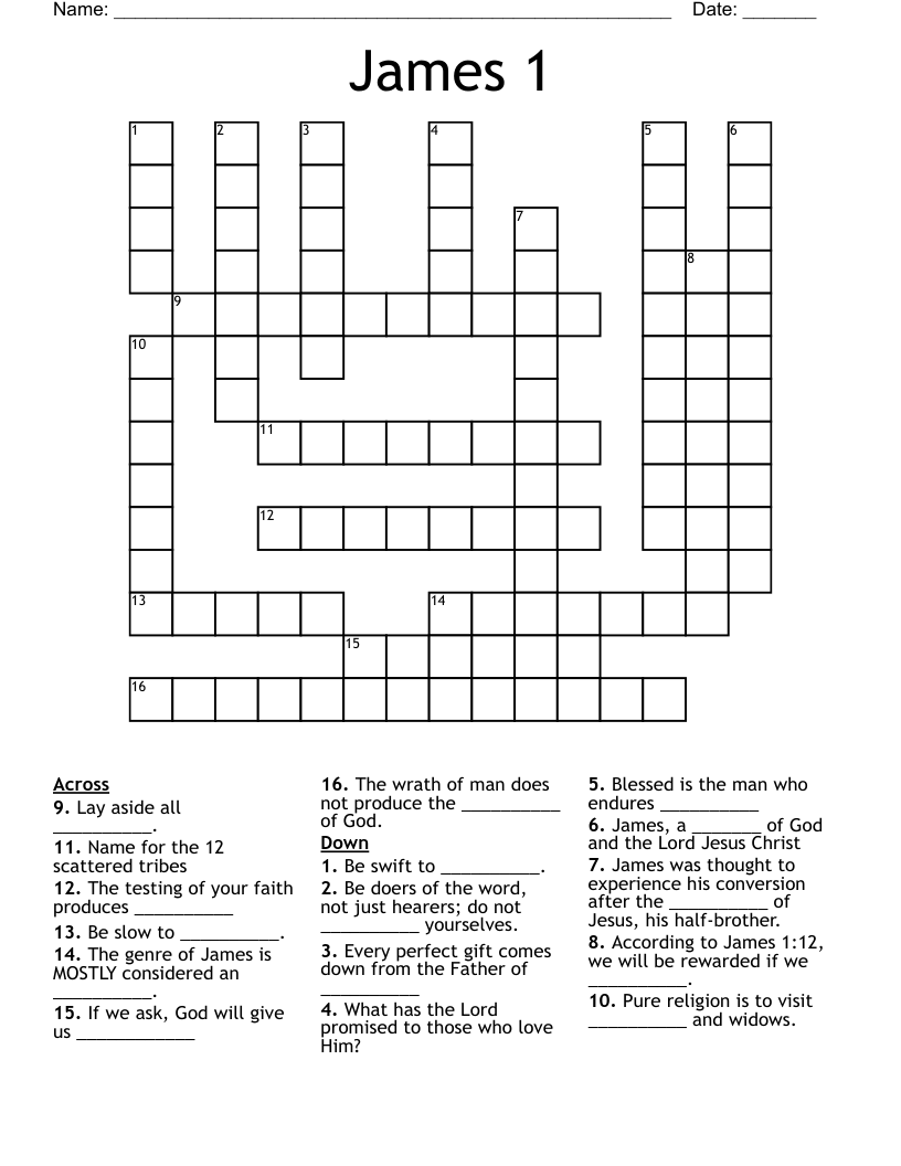 James 1 Crossword