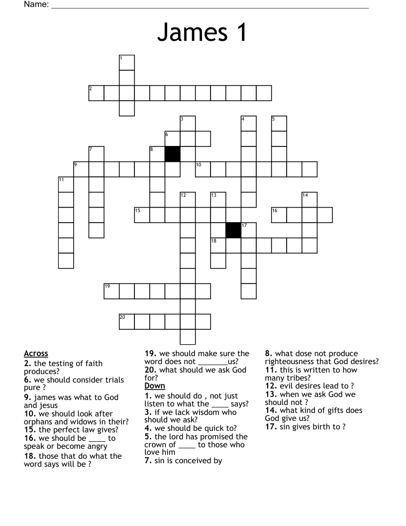 James 1 Crossword