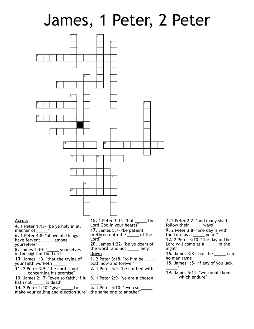 James, 1 Peter, 2 Peter Crossword