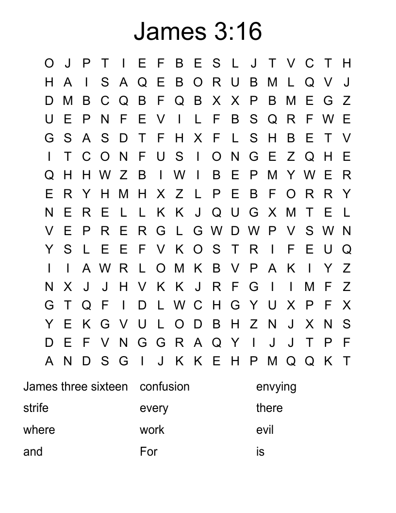 James 3:16 Word Search