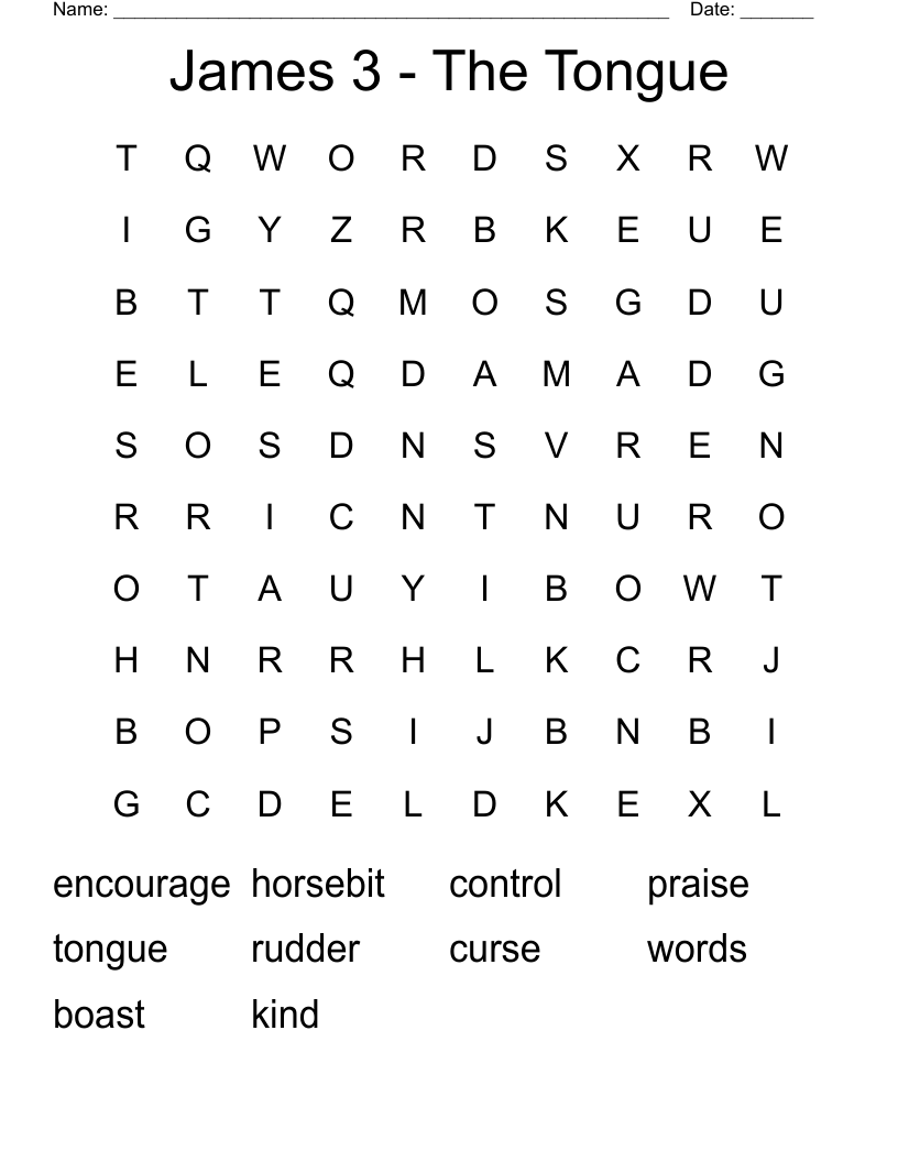 James 3 - The Tongue Word Search