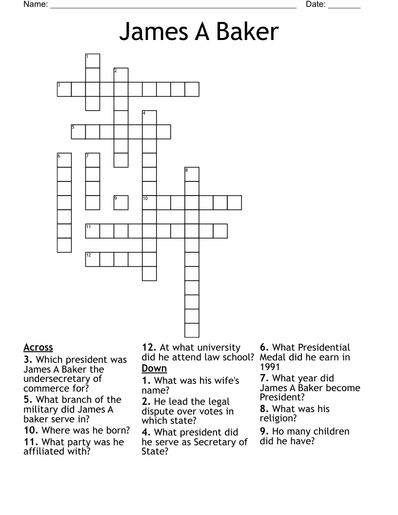 James A Baker Crossword