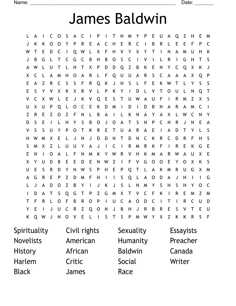 James Baldwin Word Search