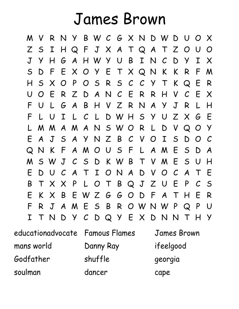 James Brown Word Search