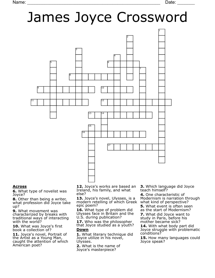 James Joyce Crossword