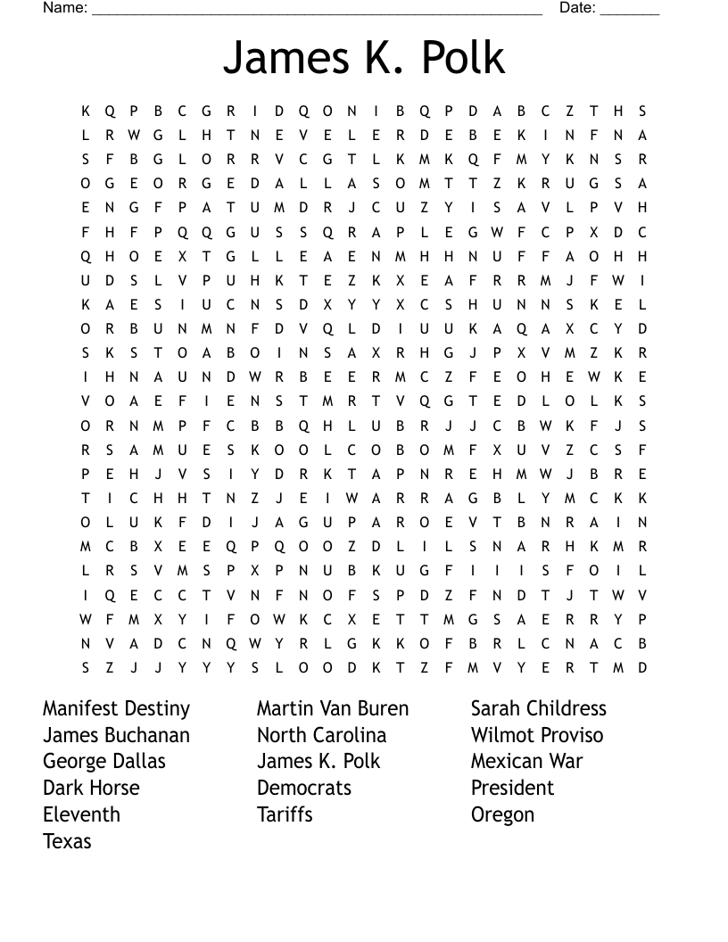 James K. Polk Word Search