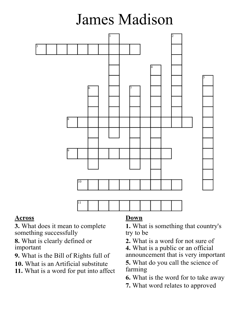James Madison Crossword